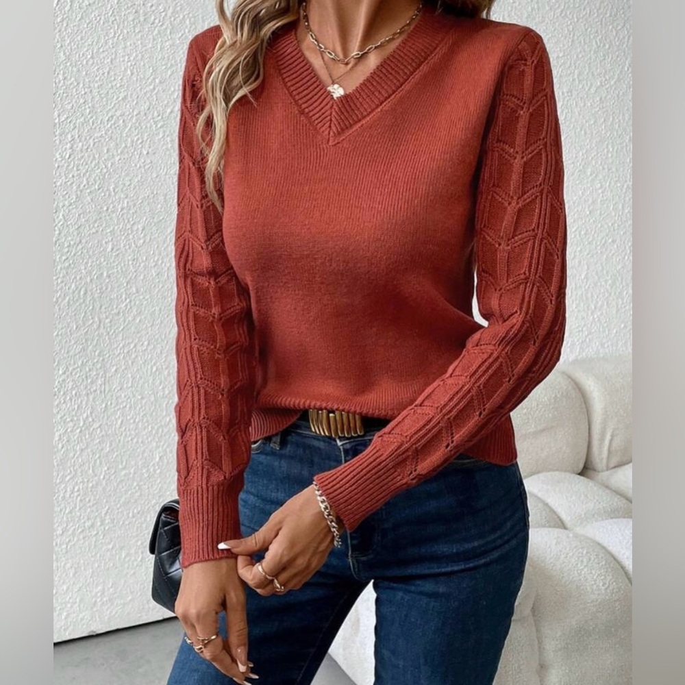 SHEIN Women’s Simple Solid V-Neck Sweater